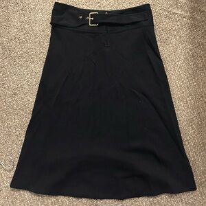 Tory Burch Black A-Line Skirt with Gold Buckle